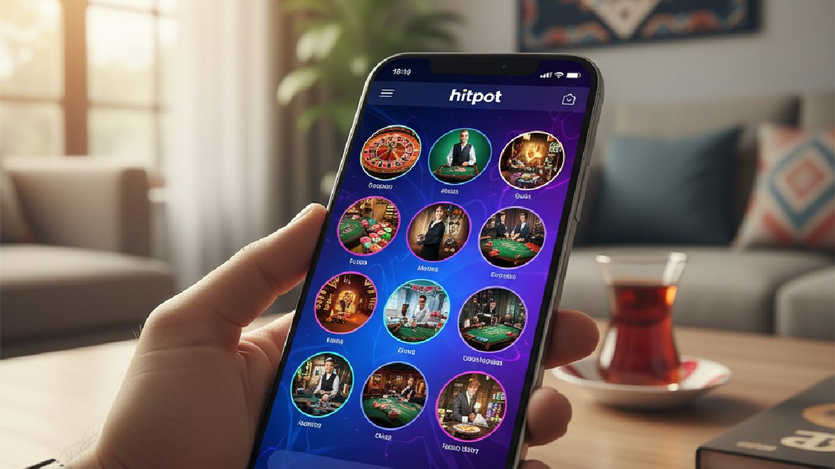 Hitpot güncel giriş linki ile erişilen mobil arayüzde canlı casino oyunları.